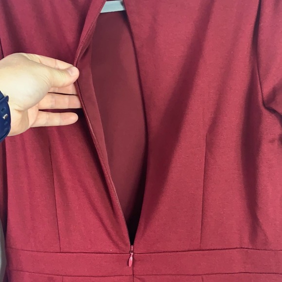 TALBOTS Wine Red Ruffle Hem Career Dress 6 Petite - Picture 7 of 9